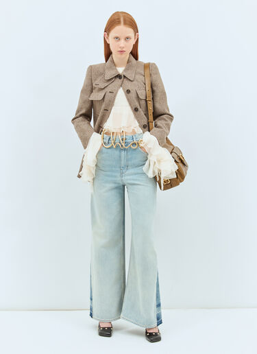 Chloé High-Low Ruffle Top Cream chl0258004