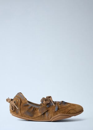 Acne Studios Lace-Up Suede Flats Brown acn0264013