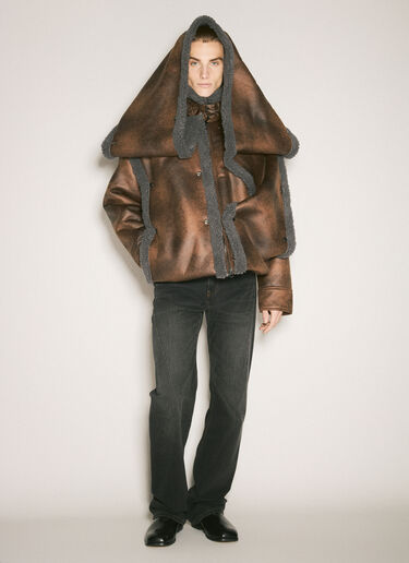 Y/Project Snap-Off Hood-Panel Aviator Jacket Brown ypr0158002