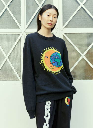 Sky High Farm Workwear ロゴ刺繍ニットセーター ブラック skh0354005