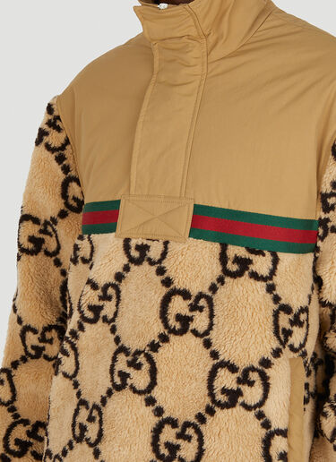 GG Jacquard Fleece Jacket Camel and Dark Brown