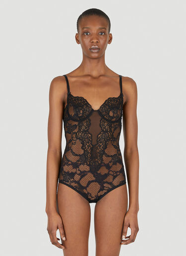 UMA Backless Lace Bodysuit with Balconette Cups (Black)