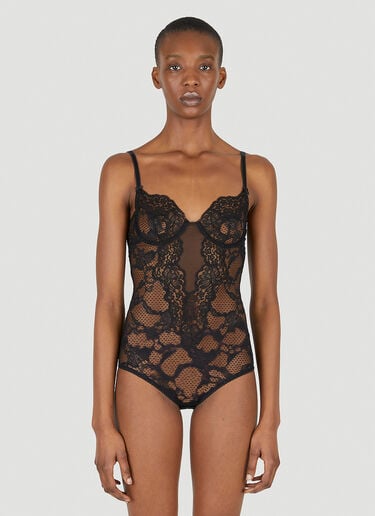 UMA Backless Lace Bodysuit with Balconette Cups (Black)