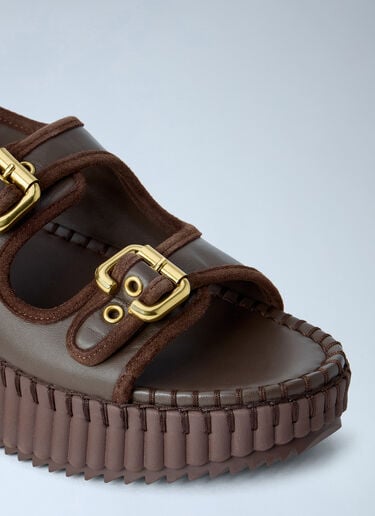 LN-CC® - Chloé: Nama Wedge Sandals - Brown Chloé Nama Wedge Sandals Brown chl0265038