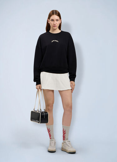 Palm Angels Curved Logo Crop Sweatshirt Black pma0264175