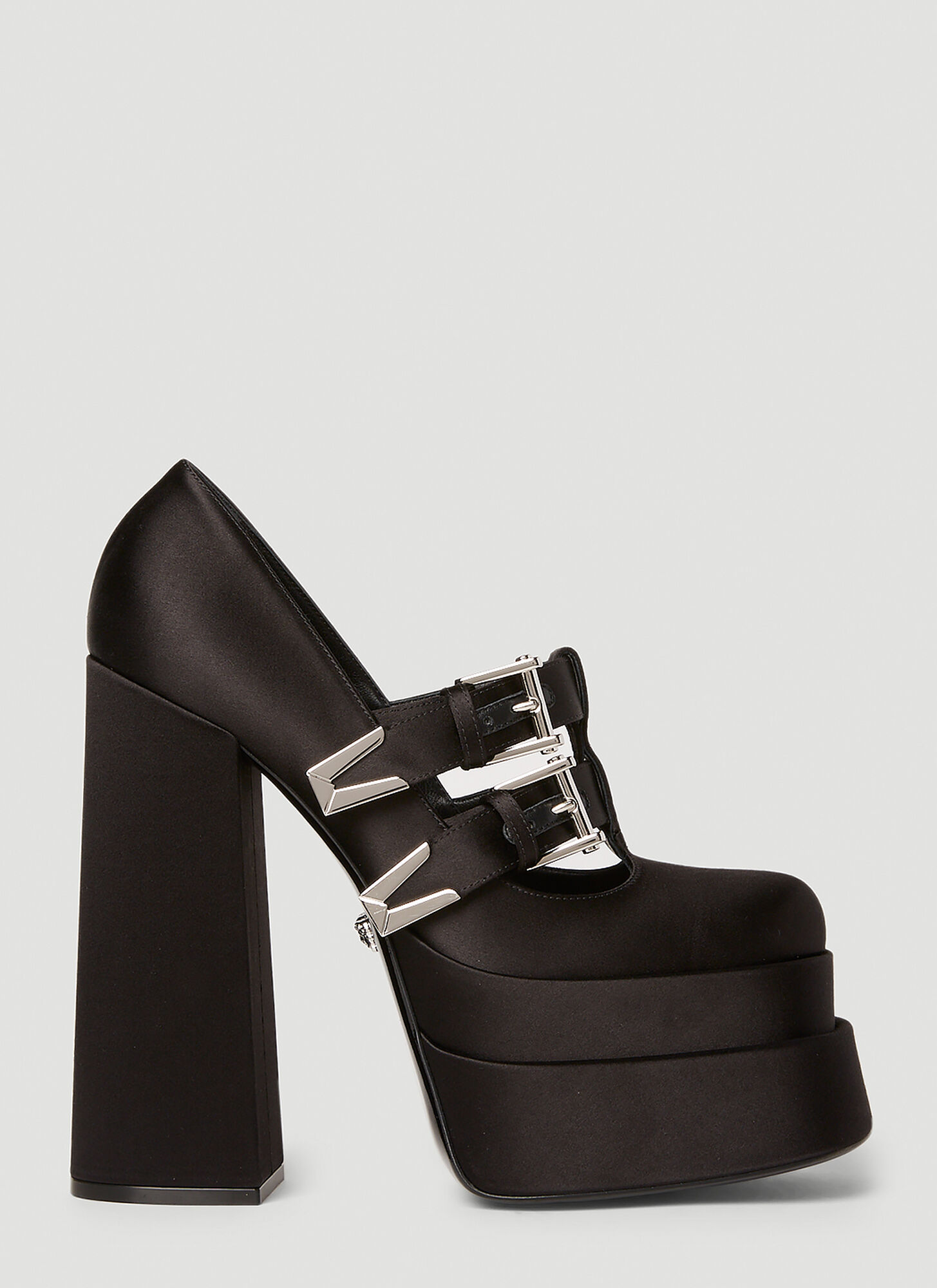 Versace Medusa Aevitas Satin Platform Pumps In Black