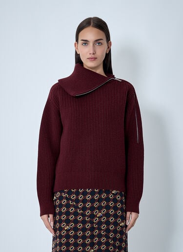 Zip-Collar Sweater Dries Van Noten Zip-Collar Sweater Red dvn0262014