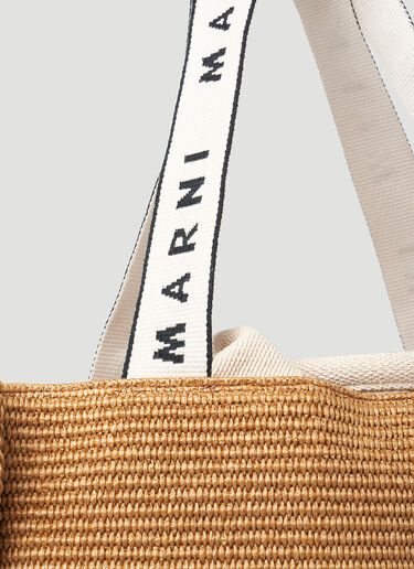 Marni 大号 logo 提花托特包 驼色 mni0151026