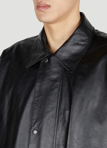 Balenciaga Leather Parka Coat Black bal0151017