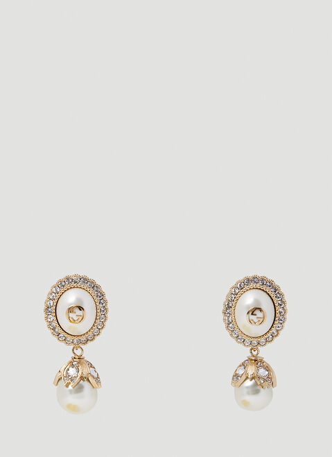 Vivienne Westwood Interlocking G Pearl Earrings White vvw0254042