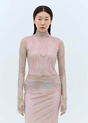 Sportmax Rhinestone High-Neck Top Beige spx0259001