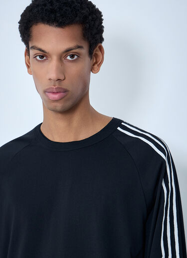 Y-3 Striped Shoulder Cotton T-Shirt Black yyy0364028