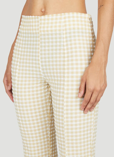 GANNI Cropped Stretch Seersucker Pants Beige gan0253077