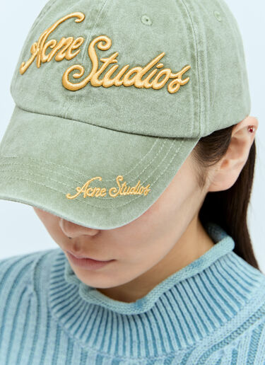 Acne Studios 3D 刺繍ロゴ ベースボールキャップ グリーン acn0256043