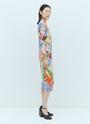 Pleats Please Issey Miyake Frosty Forest Long-Sleeve Midi Dress Multicolour plp0255003