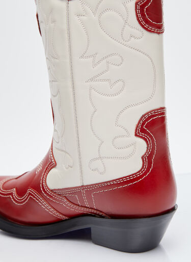 Mid Shaft Embroidered Western Boots GANNI Mid Shaft Embroidered Western Boots Red gan0254034