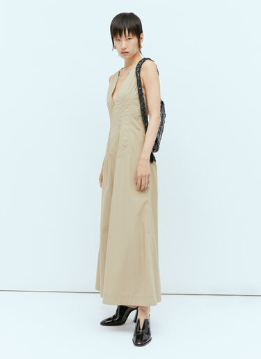 Bottega Veneta V Neck Maxi Dress Beige bov0256032