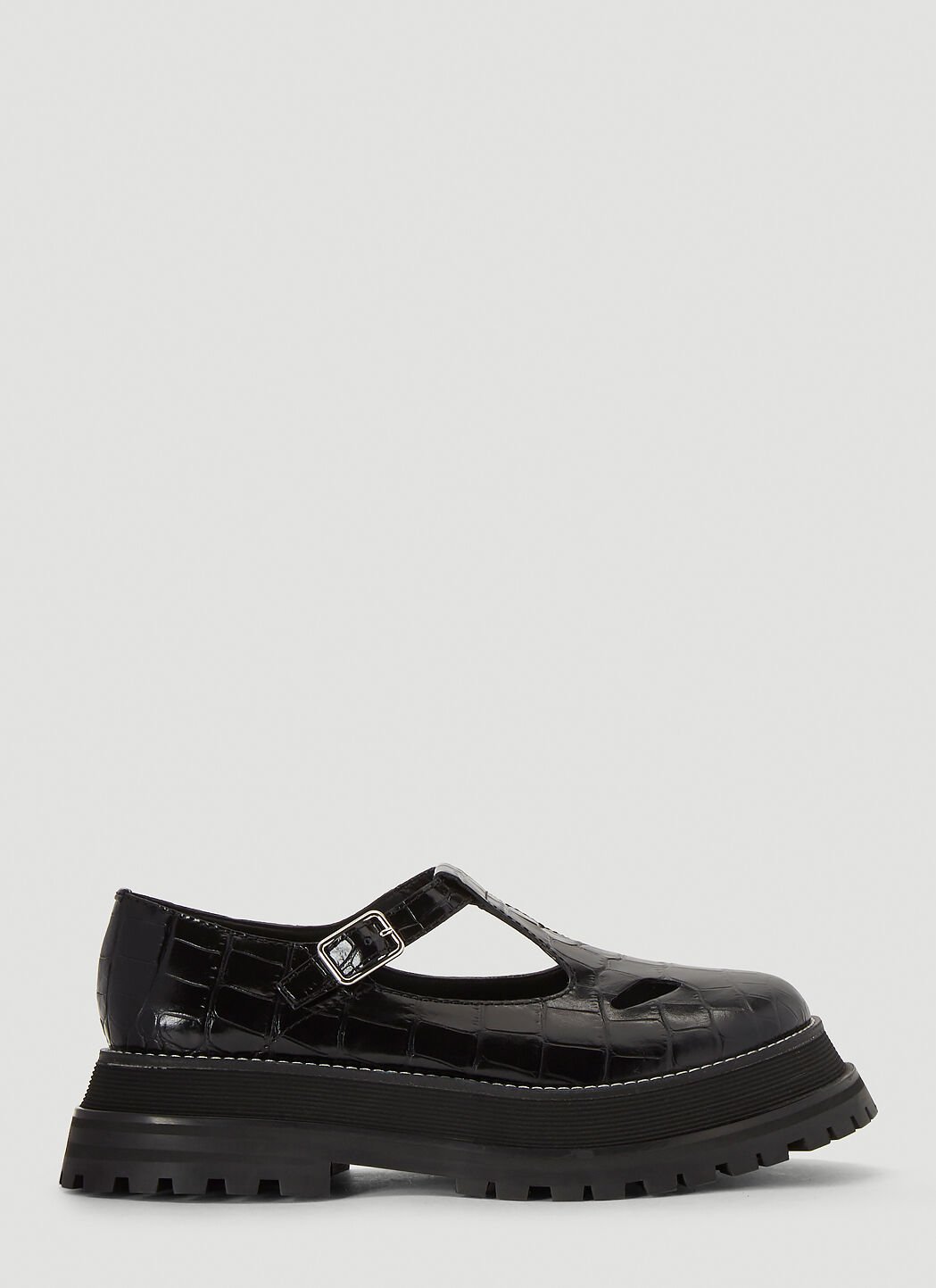 Embossed Leather Mary Jane Shoes