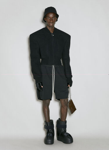 Structured Wool Bomber Jacket Rick Owens Structured Wool Bomber Jacket Black ric0154005