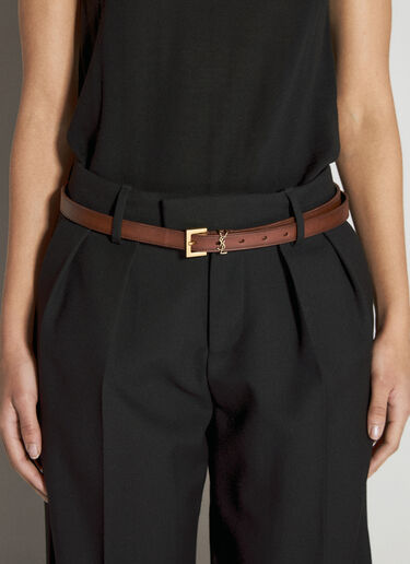 Saint Laurent Cassandre Thin Belt Brown sla0255063