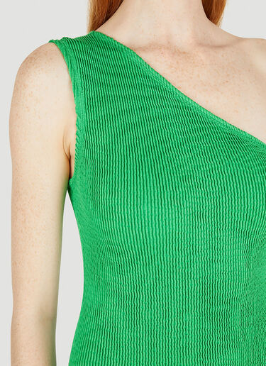 Bottega Veneta One Shoulder Crinkle Swimsuit Green bov0248094
