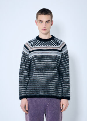 NÒMARYTHM TEXTILE Checker And Striped Sweater Grey nma0158014