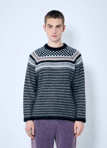 NÒMARYTHM TEXTILE Checker And Striped Sweater Grey nma0158002