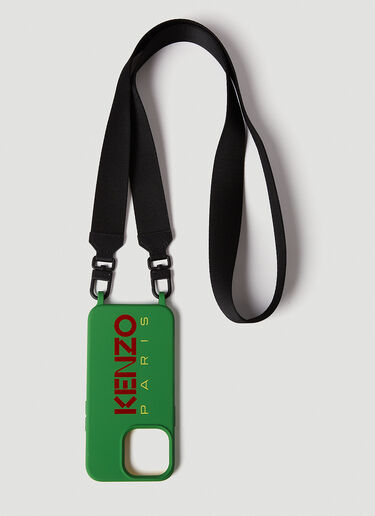 Kenzo Logo iPhone 13 Pro Phone Case With Strap Green knz0150066