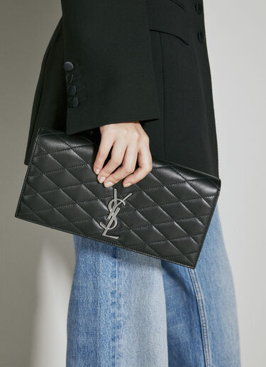 Saint Laurent Kate Leather Clutch Black sla0253135