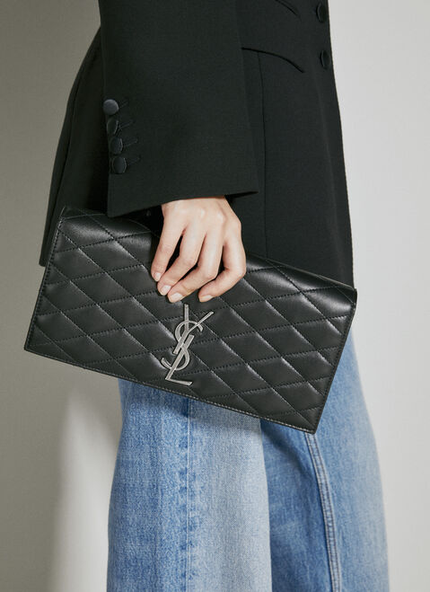 Saint Laurent Kate Leather Clutch Black sla0254014