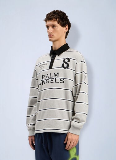 LN-CC® - Palm Angels: Palm Sport Long-Sleeved Polo Shirt - Grey Palm Angels Palm Sport Long-Sleeved Polo Shirt Grey pma0164157