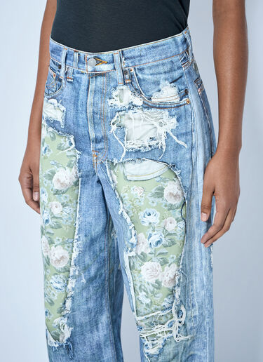 Acne Studios Distressed Floral Patchwork Jeans Blue acn0265022