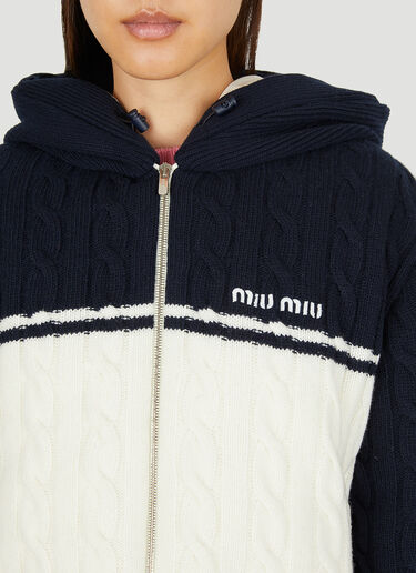 Miu Miu Colour Block Hooded Knit Jacket Blue miu0250018