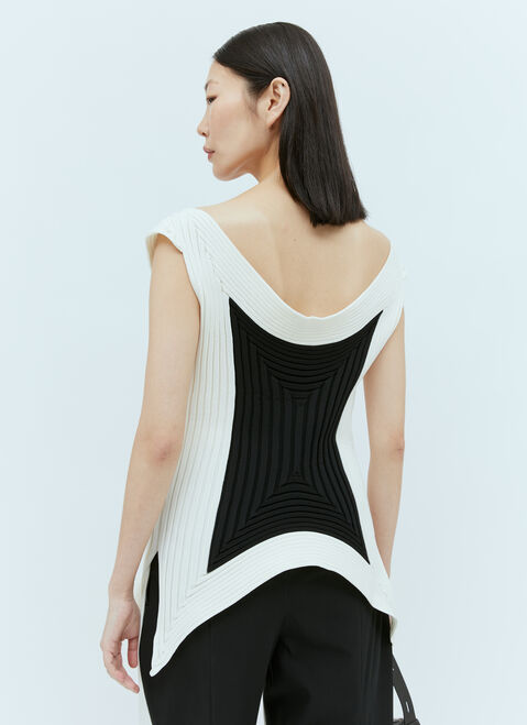 Issey Miyake Pointed Contrast Ribbed Top Black ism0254006
