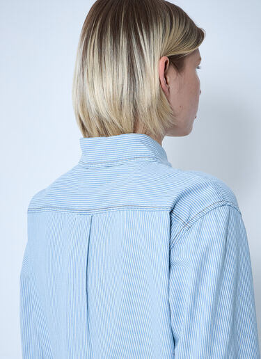 Miu Miu Striped Logo Motif Shirt Denim miu0261014