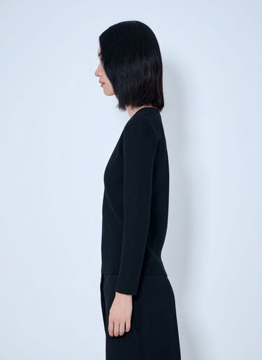 LN-CC® - Toteme: Compact Knit V-Neck - Black Toteme Compact Knit V-Neck Black tot0265033