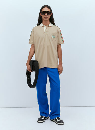 Gucci 로고 패치 폴로 셔츠 베이지 guc0153026