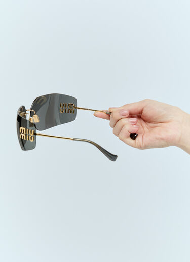 Logo Plaque Wraparound Sunglasses Miu Miu Logo Plaque Wraparound Sunglasses Black lmu0253014