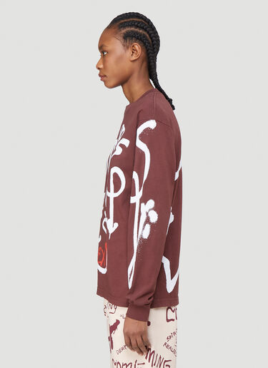 Spray Logo Print Sweatshirt Come Tees Spray Logo Print Sweatshirt Brown com0340008