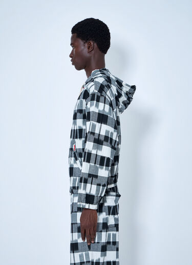 LN-CC® - NOMARHYTHM TEXTILE: Ikat Check Hoody - Grey NOMARHYTHM TEXTILE Ikat Check Hoody Grey nom0164007