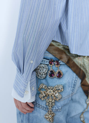 LN-CC® - Acne Studios: Striped Cropped Shirt - Blue Acne Studios Striped Cropped Shirt Blue acn0265068
