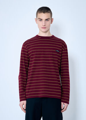 Miu Miu Striped Long-Sleeve T-Shirt Burgundy miu0159006
