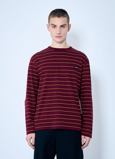 Miu Miu Striped Long-Sleeve T-Shirt Red miu0360004
