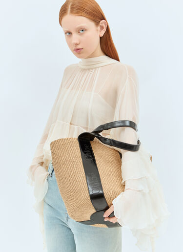 Chloé Large Woody Basket Tote Beige chl0258029