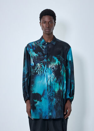 Yohji Yamamoto Sea Prink Silk Shirt Blue yoy0164011