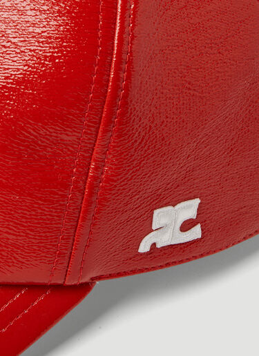 Courrèges Logo Patch Vinyl Baseball Cap Red cou0349001