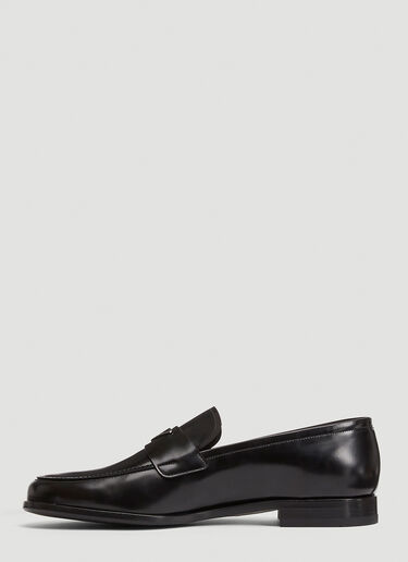 Prada Logo-Plaque Leather Loafers Black pra0141057