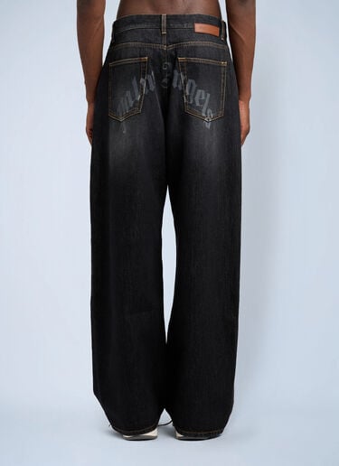 Palm Angels Curved Logo Loose Jeans Black pma0164151