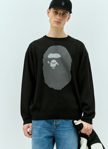 A BATHING APE® Ape Jacquard Knit Sweater Black aba0154004