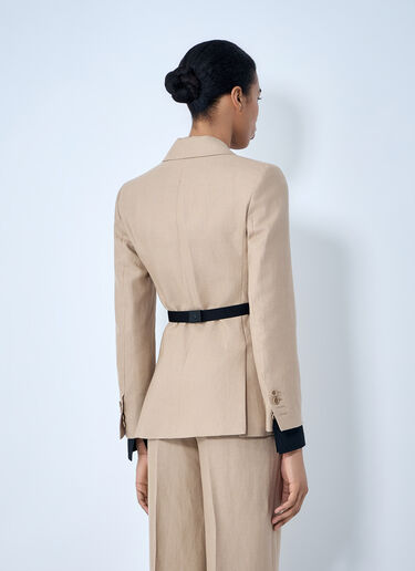 Max Mara Textured Notch Lapel Blazer Beige max0264300
